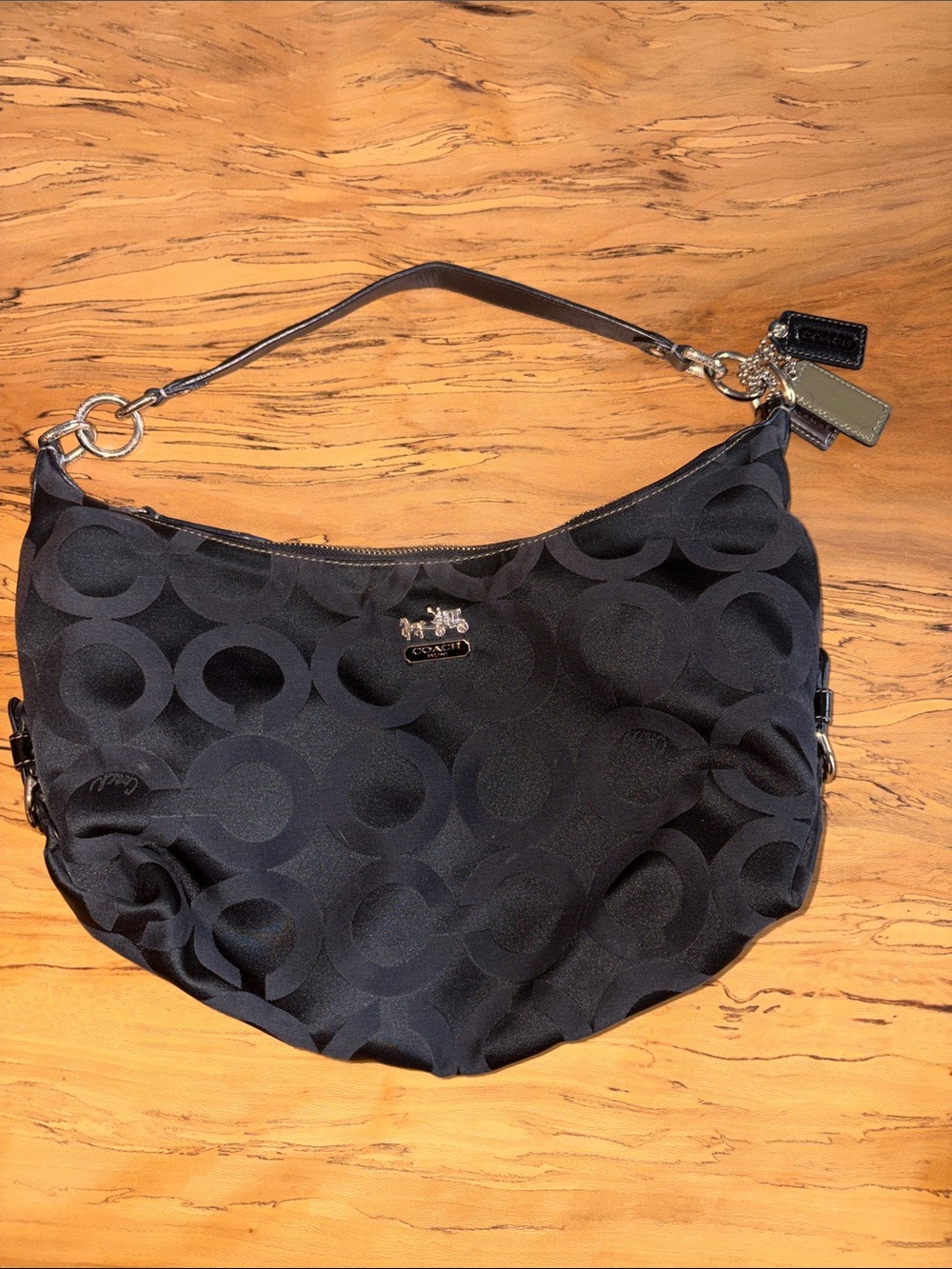 Coach Black Signature Jacquard Shoulder Bag